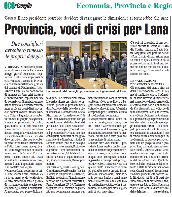 Rassegna stampa del&nbsp;20/01/2022